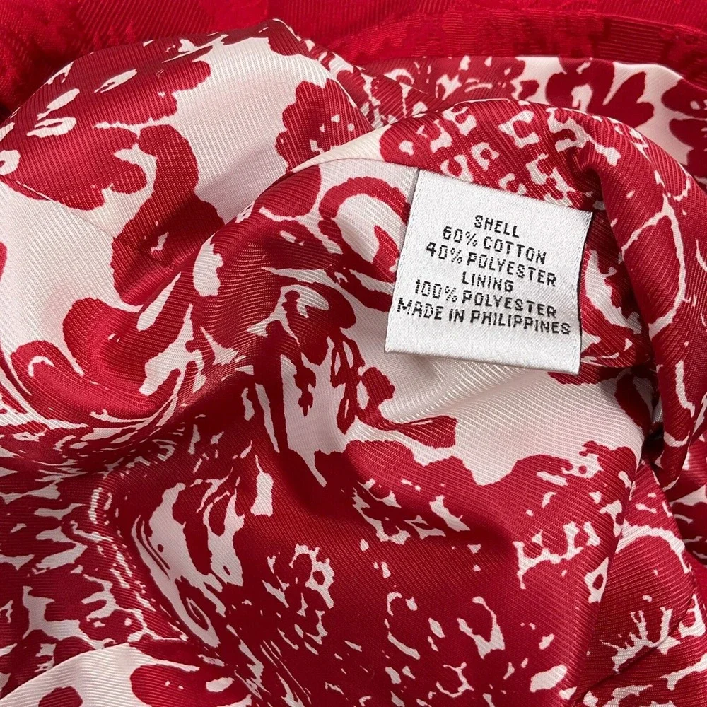 Talbots Jacket Women L Red Jacquard‎ Floral Double Breasted Button Party Formal